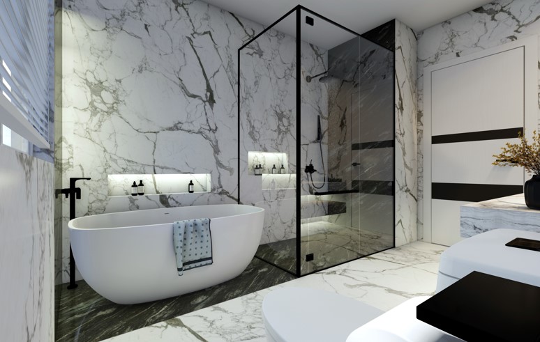 Luxury master bathroom interior design Dubai