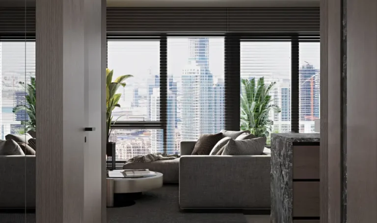 Apartment Living Room Designs From Door side