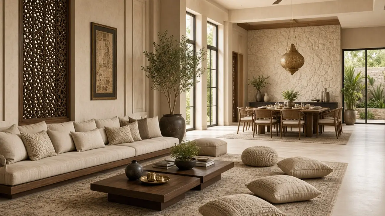 Majlis and living area design in a luxury Dubai villa