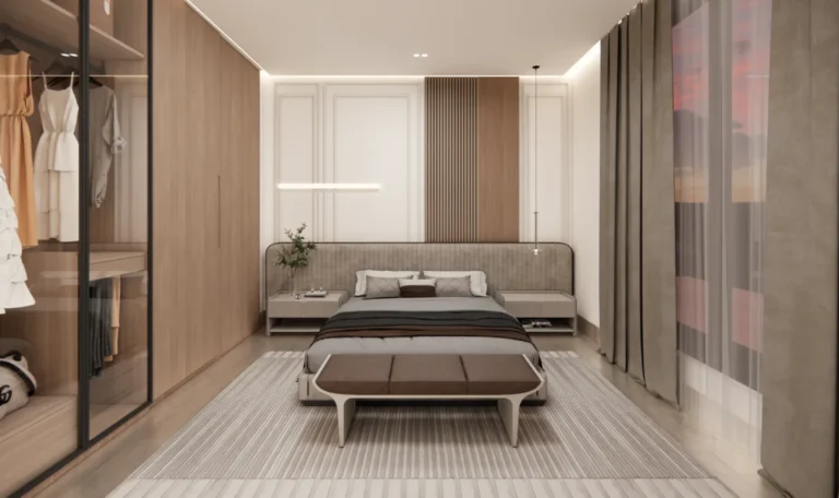 bedroom with clothes rack