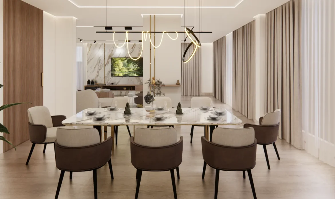 luxury villa interior dinning design dubai